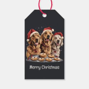 Étiquettes-cadeau Joyeux Noël Golden Retriever Chiens Baking