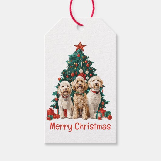 Étiquettes-cadeau Joyeux Noël Goldendoodle Chiens (Devant)