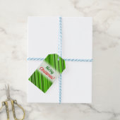 Étiquettes-cadeau "Joyeux Noël !" + Green Lines/Stripes Motif (Avec de laficelle)