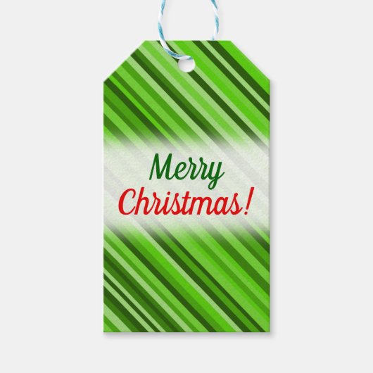 Étiquettes-cadeau "Joyeux Noël !" + Green Lines/Stripes Motif (Devant)
