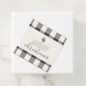 Étiquettes Cadeau Joyeux Noël Gris Buffalo Plaid (En situation)