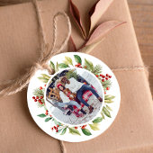 Étiquettes Cadeau Joyeux Noël Holly Berries Wreath