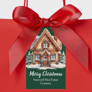 Étiquettes-cadeau Joyeux Noël Immobilier Société Green Custom