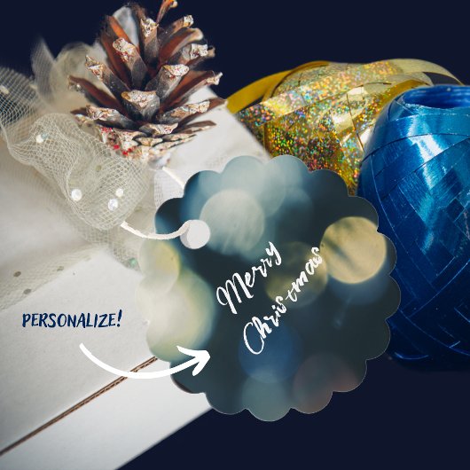Étiquettes Cadeau Joyeux Noël jaune bleu