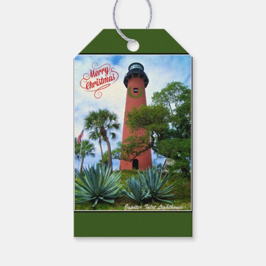 Étiquettes-cadeau Joyeux Noël Jupiter Inlet Lighthouse Floride (Devant)