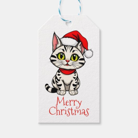 Étiquettes-cadeau Joyeux Noël Kitty Cat (Devant)