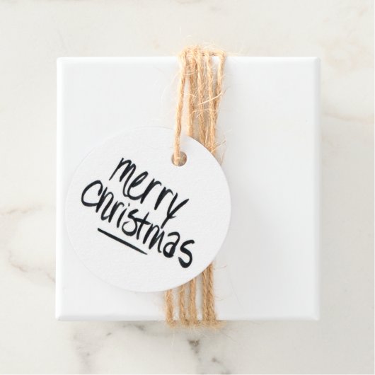 Étiquettes Cadeau Joyeux Noël manuscrit en noir (En situation)