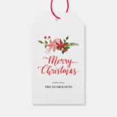Étiquettes-cadeau Joyeux Noël manuscrit Script Poinsettia (Dos)