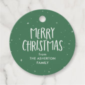 Étiquettes Cadeau Joyeux Noël mignon étoiles vertes simples points (Devant)