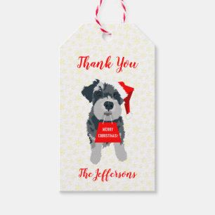 Étiquettes-cadeau Joyeux Noël Mini Schnauzer Chien Santa Hat