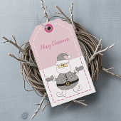 Étiquettes-cadeau Joyeux Noël Mode Houndstooth Motif Père Noël