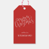 Étiquettes-cadeau Joyeux Noël moderne Arbre à script blanc personnal (Devant)