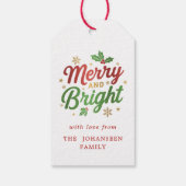 Étiquettes-cadeau Joyeux Noël moderne brillant Rouge Holly Berry (Dos)