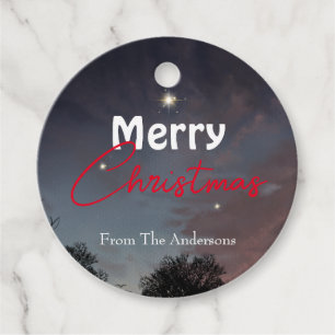Étiquettes Cadeau Joyeux Noël moderne étoile ciel d'hiver Favoriser