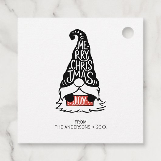Étiquettes Cadeau Joyeux Noël moderne Gnome Holiday (Dos)