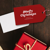 Étiquettes-cadeau Joyeux Noël moderne Retro Couple/Nom(s) de famille