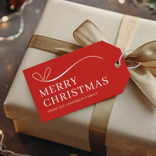 Étiquettes-cadeau Joyeux Noël moderne simple rouge