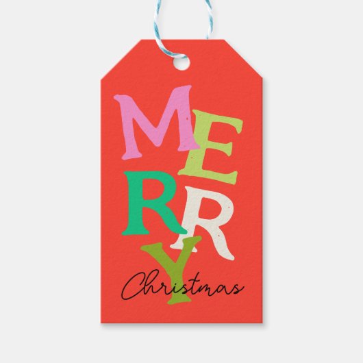 Étiquettes-cadeau Joyeux Noël moderne Vacances brillantes (Devant)