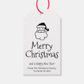 Étiquettes-cadeau Joyeux Noël noir blanc Père Noël personnalisé mign (Devant)