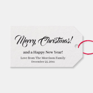 Étiquettes-cadeau Joyeux Noël noir blanc texte personnalisé élég