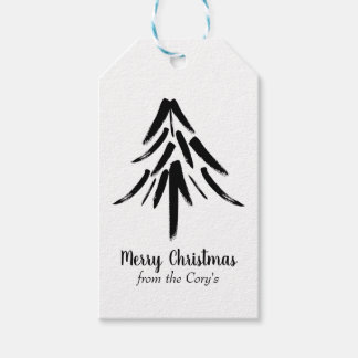 Étiquettes-cadeau Joyeux Noël noir et blanc minimaliste