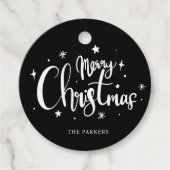 Étiquettes Cadeau Joyeux Noël noir et blanc moderne (Devant)