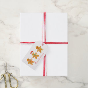 Étiquettes-cadeau Joyeux Noël pain d'épices Hommes Santa Hat