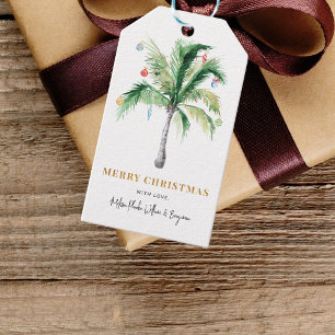 Étiquettes-cadeau Joyeux Noël Palm Tree Moving