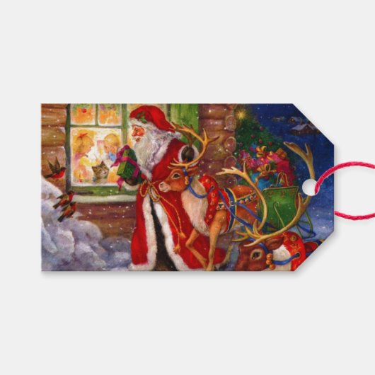 Étiquettes-cadeau Joyeux Noël Père Noël (Devant (Horizontal))