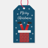 Étiquettes-cadeau Joyeux Noël Père Noël Coincé Dans Une Cheminée (Devant)