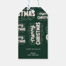 Étiquettes-cadeau Joyeux Noël | Personnalisable Vert Et Blanc