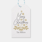 Étiquettes-cadeau Joyeux Noël personnalisé, Arbre à flocon d'or (Dos)