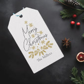 Étiquettes-cadeau Joyeux Noël personnalisé, Arbre à flocon d'or