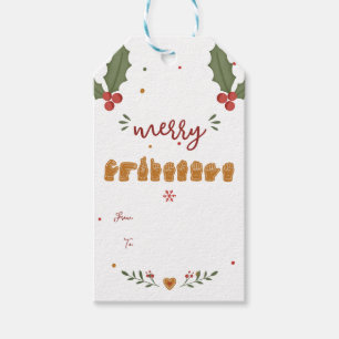Étiquettes-cadeau Joyeux Noël personnalisé en ASL avec des mains en