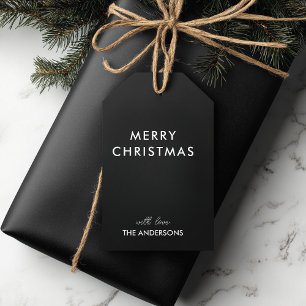 Étiquettes-cadeau Joyeux Noël Personnalisé Noir Nom personnalisé