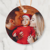 Étiquettes Cadeau Joyeux Noël Photo Bois rustique (Dos)