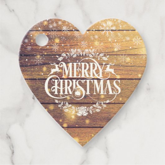 Étiquettes Cadeau Joyeux Noël Photo Russe Pneus de neige en bois (Devant)