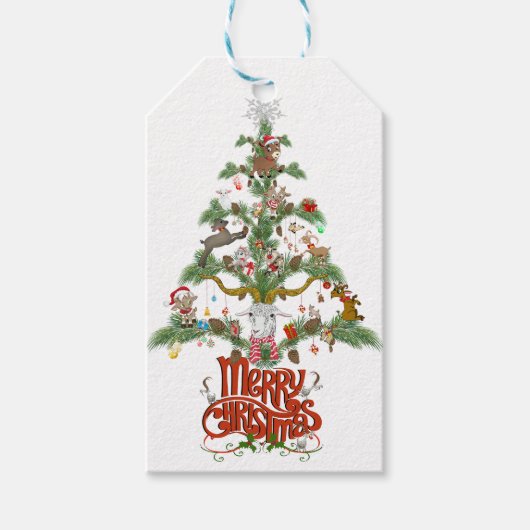 Étiquettes-cadeau Joyeux Noël pour les amateurs de CHÈVRES ARBRE DE  (Devant)