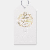 Étiquettes-cadeau Joyeux Noël Pour Nommer Wreath Royal Blue Gold (Dos)