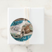 Étiquettes Cadeau Joyeux Noël Puppy Typographie (En situation)