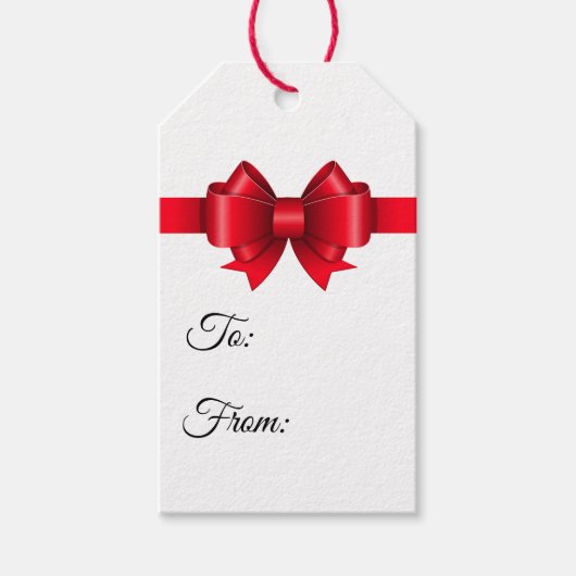 Étiquettes-cadeau Joyeux Noël Red Bow (Devant)