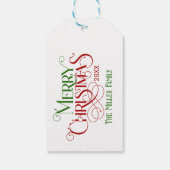 Étiquettes-cadeau Joyeux Noël Red Green Festive Retro Typographie (Dos)