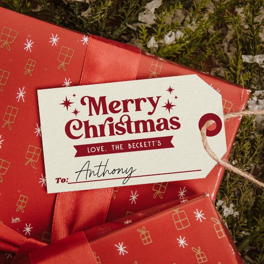 Étiquettes-cadeau Joyeux Noël Retro Super