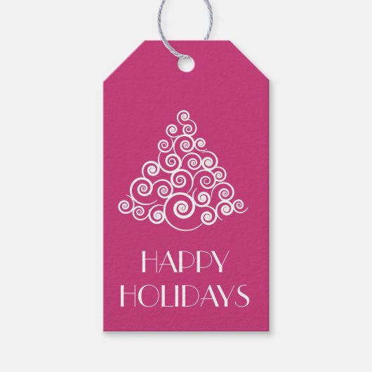 Étiquettes-cadeau Joyeux Noël rose moderne (Devant)