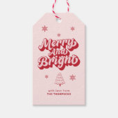 Étiquettes-cadeau Joyeux Noël rose rouge et brillant (Devant)
