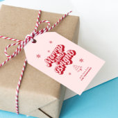 Étiquettes-cadeau Joyeux Noël rose rouge et brillant