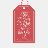 Étiquettes-cadeau Joyeux Noël Rouge Blanc Classique Bonne Année (Dos)