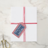 Étiquettes-cadeau Joyeux Noël rouge et blanc En vichy plaid (With Twine)
