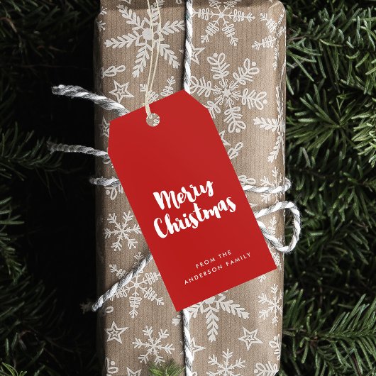 Étiquettes-cadeau Joyeux Noël rouge et blanc moderne