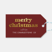 Étiquettes-cadeau Joyeux Noël rouge et or super (Devant (Horizontal))